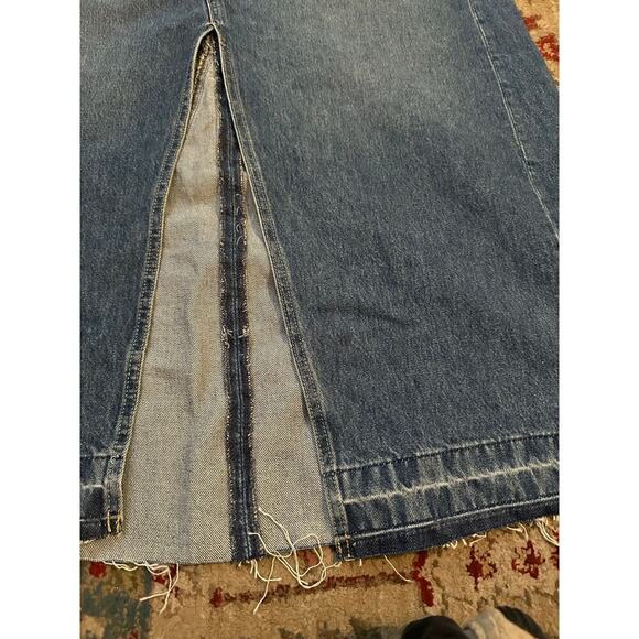 NWT Gap Women's Blue High Rise Indigo Frayed Hem Denim Maxi Skirt Size 14 - Picture 2 of 14